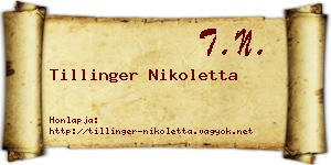 Tillinger Nikoletta névjegykártya